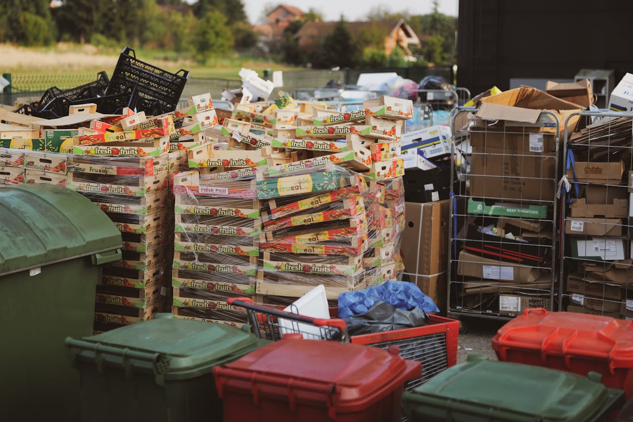 Mixed waste materials and discarded items at a disposal facility, illustrating renovation debris and materials that cannot be placed in a regular waste bin