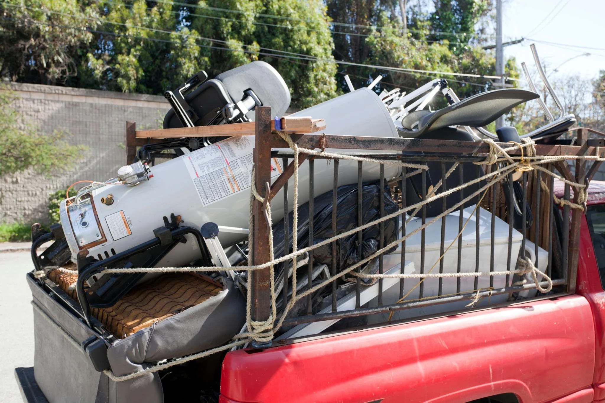 Old furniture and bulky household waste prepared for rubbish removal
